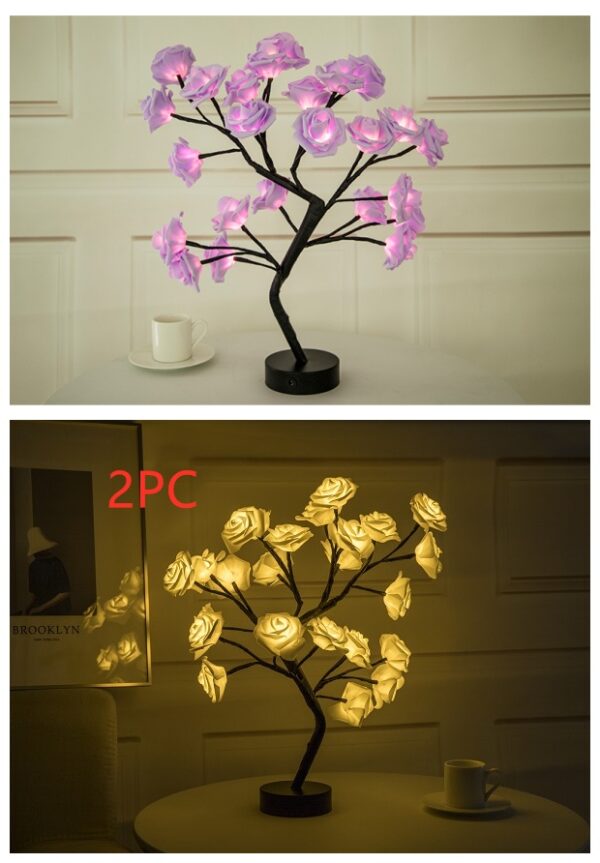 Rose Flower Lamp USB Battery Operated LED Table Lamp Bonsai Tree Night Lights Garland Bedroom Decoration Lights Home Decor - Image 6