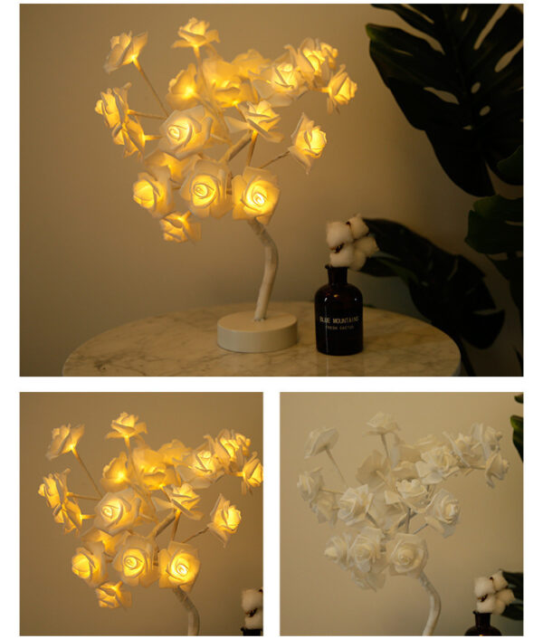 Rose Flower Lamp USB Battery Operated LED Table Lamp Bonsai Tree Night Lights Garland Bedroom Decoration Lights Home Decor - Image 7