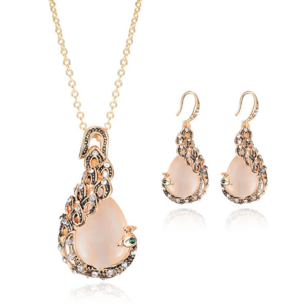 Bridal Jewelry Peacock Gem Necklace Earrings - Image 5