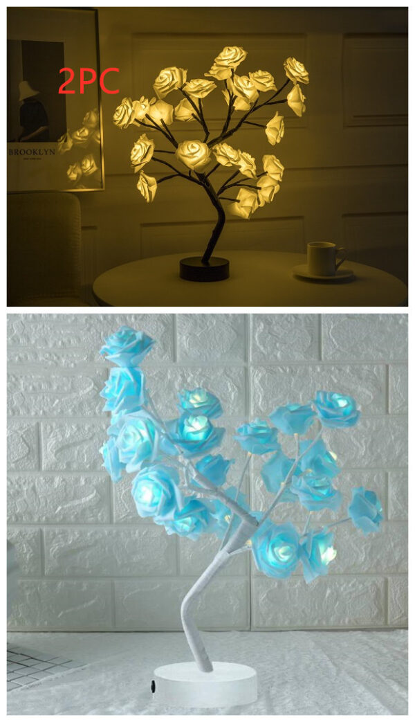Rose Flower Lamp USB Battery Operated LED Table Lamp Bonsai Tree Night Lights Garland Bedroom Decoration Lights Home Decor - Image 2