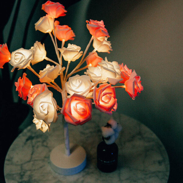 Rose Flower Lamp USB Battery Operated LED Table Lamp Bonsai Tree Night Lights Garland Bedroom Decoration Lights Home Decor - Image 4