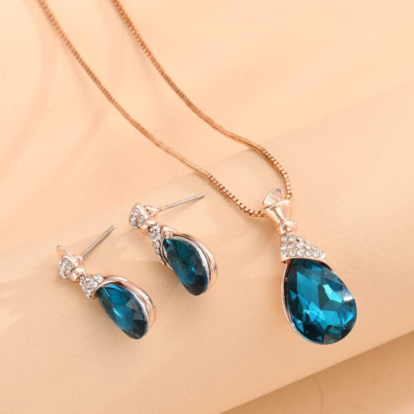 Bridal Jewelry Peacock Gem Necklace Earrings - Image 3
