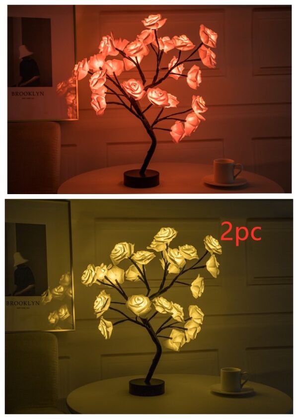 Rose Flower Lamp USB Battery Operated LED Table Lamp Bonsai Tree Night Lights Garland Bedroom Decoration Lights Home Decor - Image 9