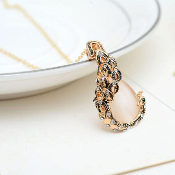 Bridal Jewelry Peacock Gem Necklace Earrings - Image 4