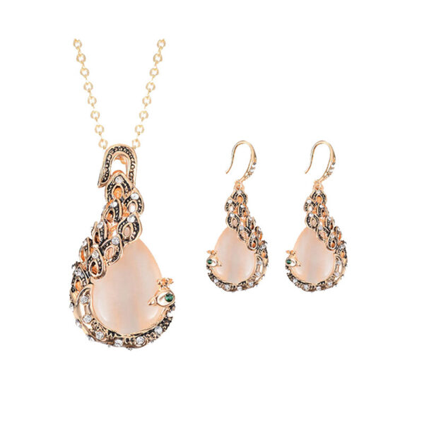 Bridal Jewelry Peacock Gem Necklace Earrings - Image 6