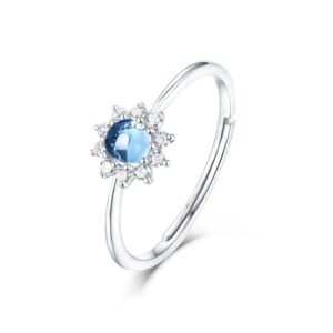 Blue Topaz Sunflower Ring Ring