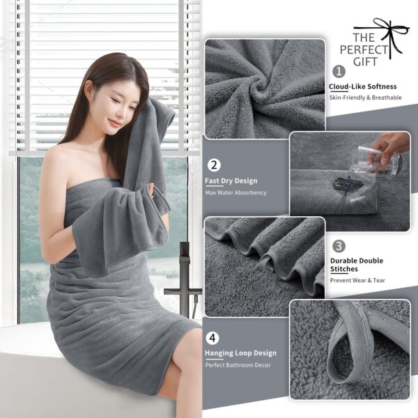Coral Fleece Bath Towels Pack Of 3 Gray - Image 5