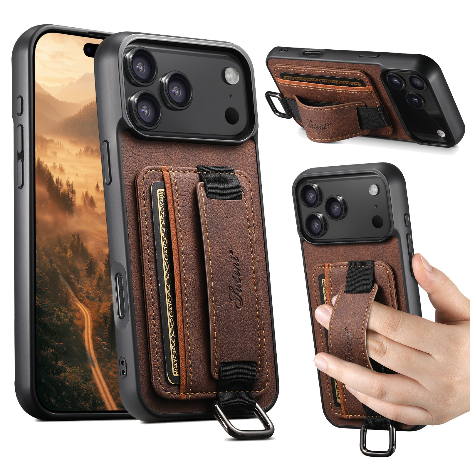 Card Phone Case Wrist Strap Bracket Google 9 Protective Leather Case - Image 2