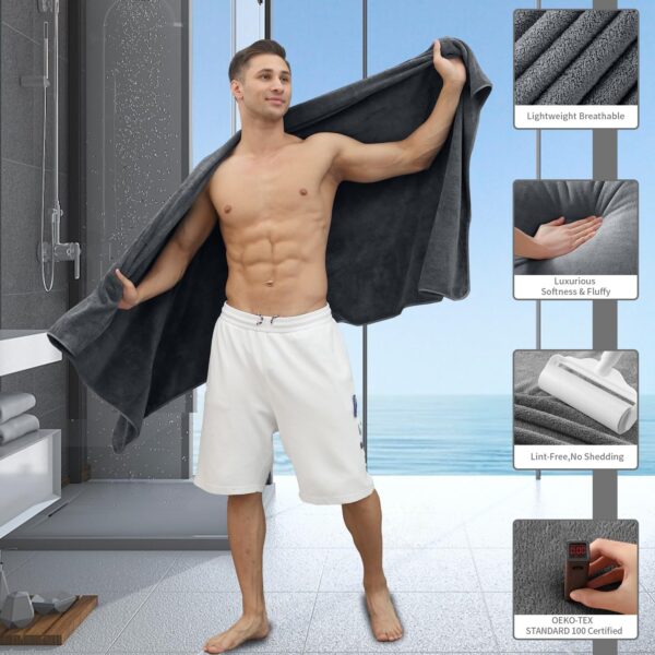 Coral Fleece Bath Towels Pack Of 3 Gray - Image 7