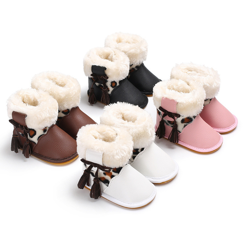 Leopard print rubber sole non-slip baby shoes