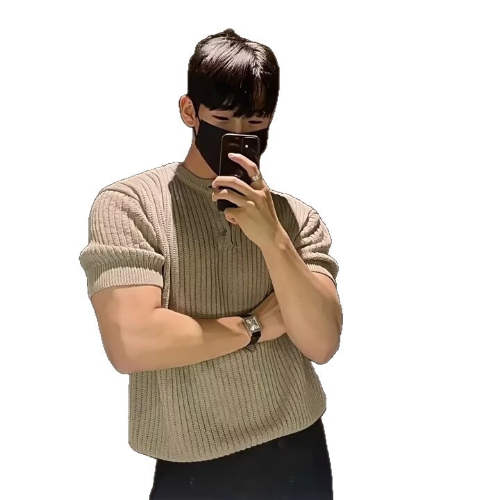 Short Sleeve Men's Vertical Stripes Ice Silk Breathable Slim Fit - Image 3