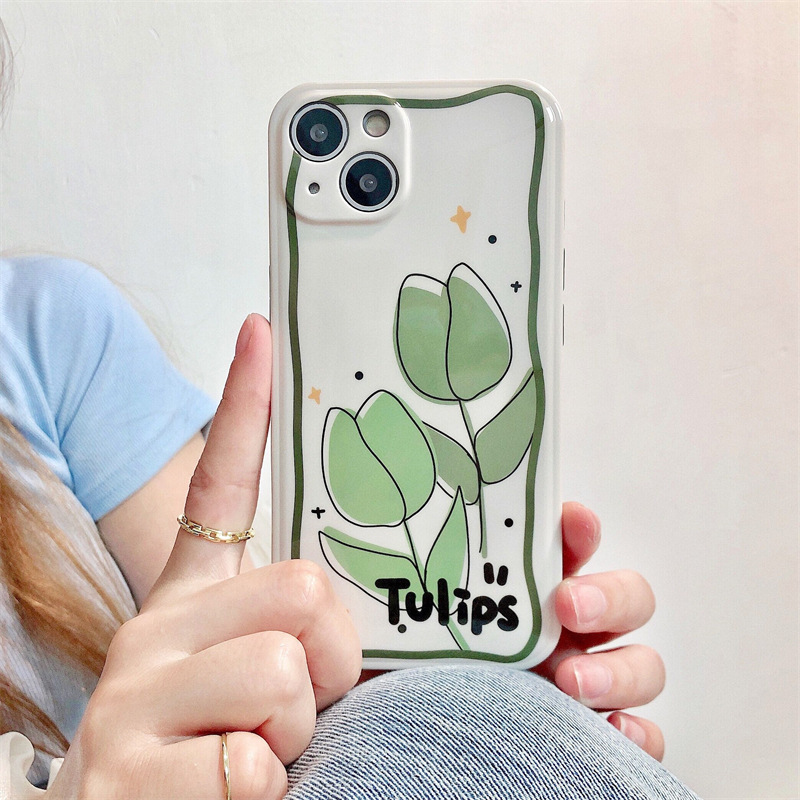 Green Tulip Phone Case Silicone - Image 2
