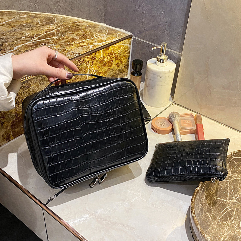 Fashion Simple Stone Pattern PU Cosmetic Bag - Image 4