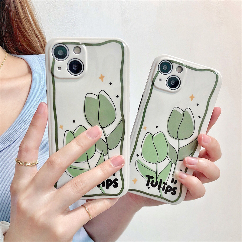 Green Tulip Phone Case Silicone - Image 5