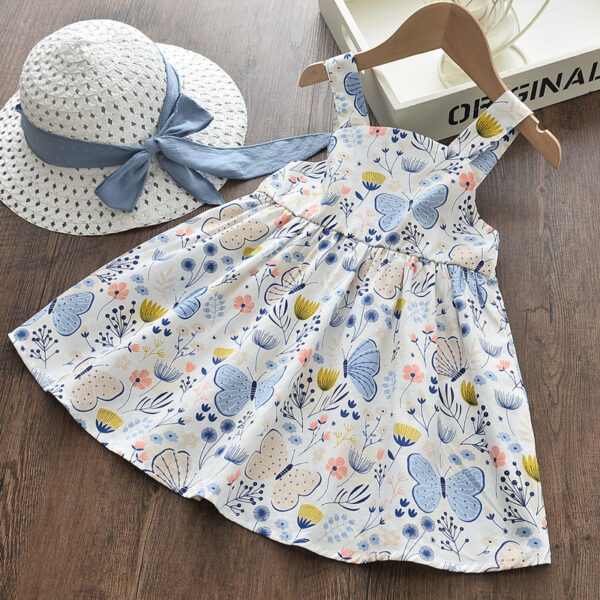 Girl's Printed Cotton Dress With Butterflies - Image 5