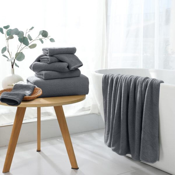 Coral Fleece Bath Towels Pack Of 3 Gray - Image 6