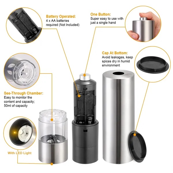 Electric Salt Pepper Grinder With Light Adjustable - Image 5