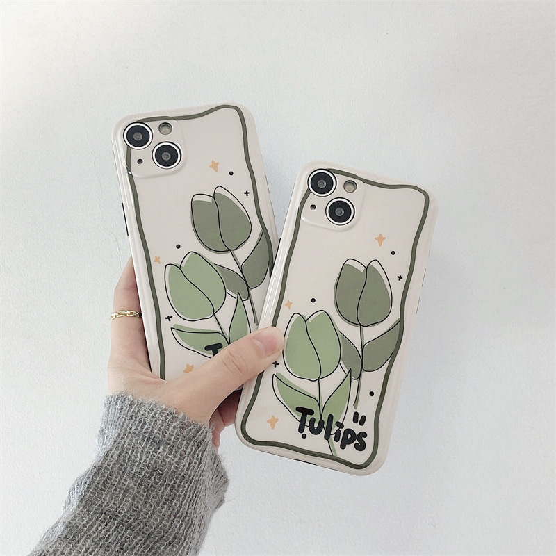 Green Tulip Phone Case Silicone - Image 4