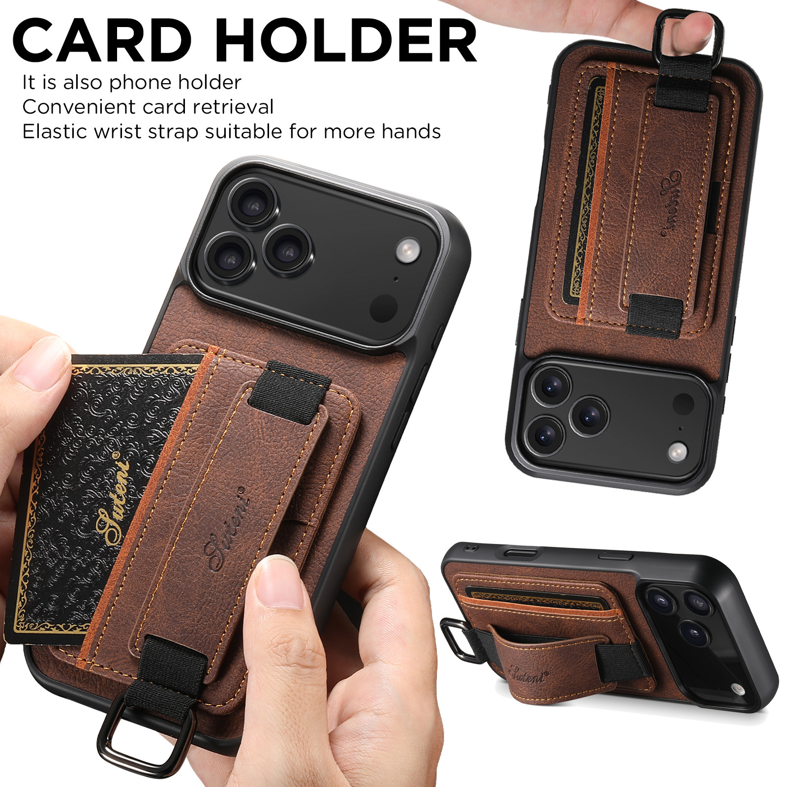 Card Phone Case Wrist Strap Bracket Google 9 Protective Leather Case - Image 3
