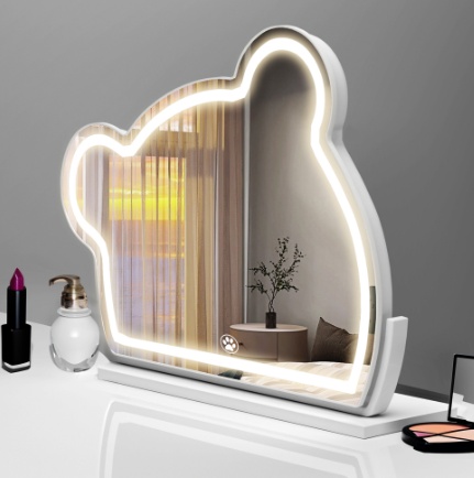 Bear LED Vanity Makeup Mirror Cute With Light Strip Touch Sensor Color Adjustable White Metal Removable Cosmetic - Image 7