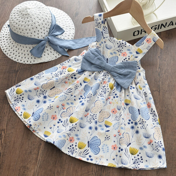Girl's Printed Cotton Dress With Butterflies - Image 3