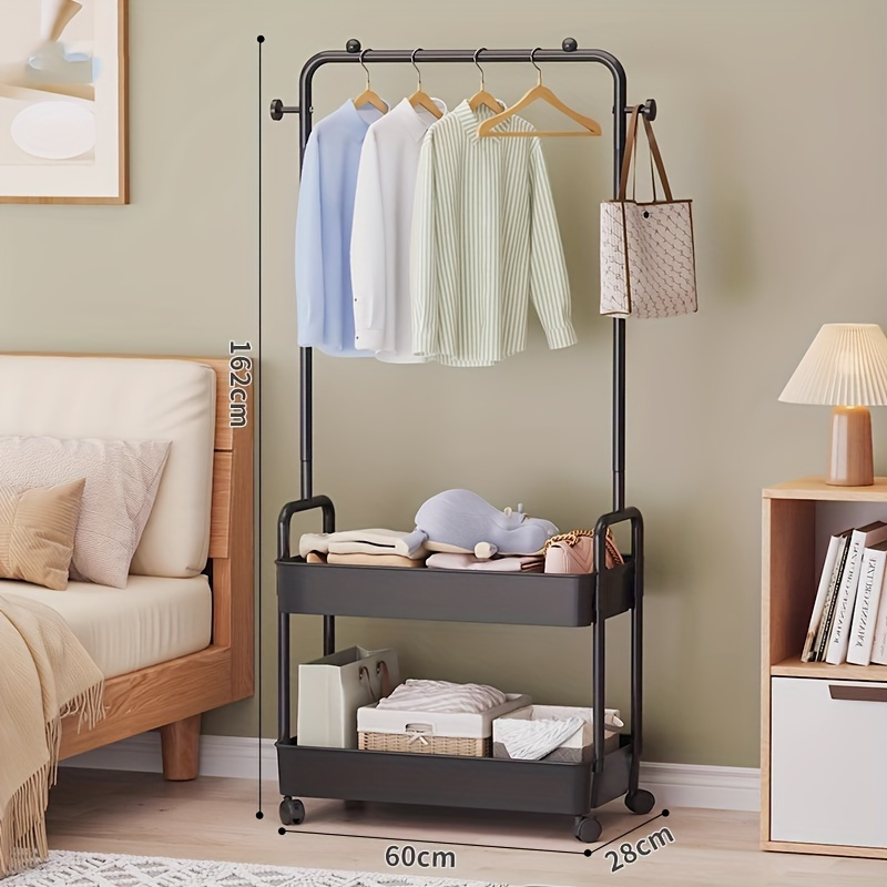 A Multifunctional Metal Storage Rack With A Movable Base, A Freestanding Modern Suit Hanger, A Portable Clothes Rack With Shelves, Suitable For Bedrooms And Home Organization. - Image 9