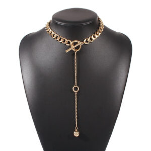 Gold long pendant necklace