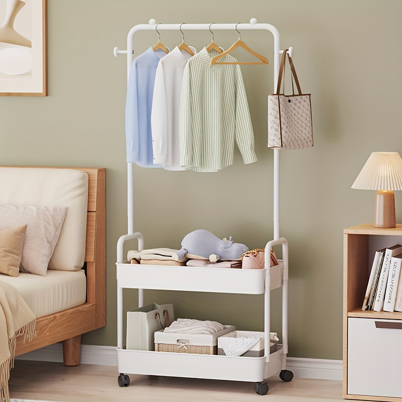 A Multifunctional Metal Storage Rack With A Movable Base, A Freestanding Modern Suit Hanger, A Portable Clothes Rack With Shelves, Suitable For Bedrooms And Home Organization. - Image 4