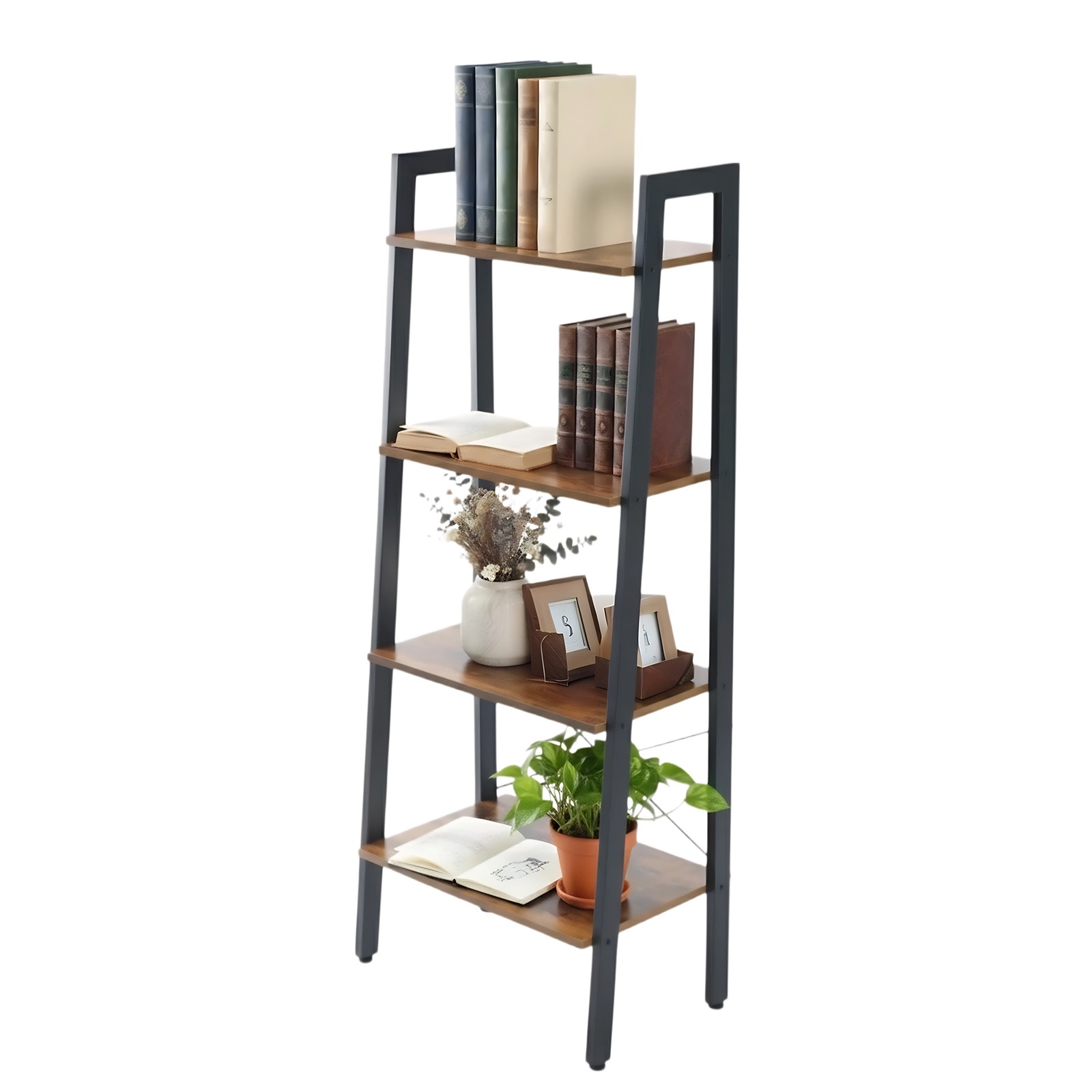 4-Tier Ladder Shelf, Bookcase Storage & Display Shelf - Image 8