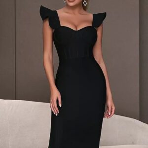 Bandage Dress V-neck Ruffled Tight Fitting