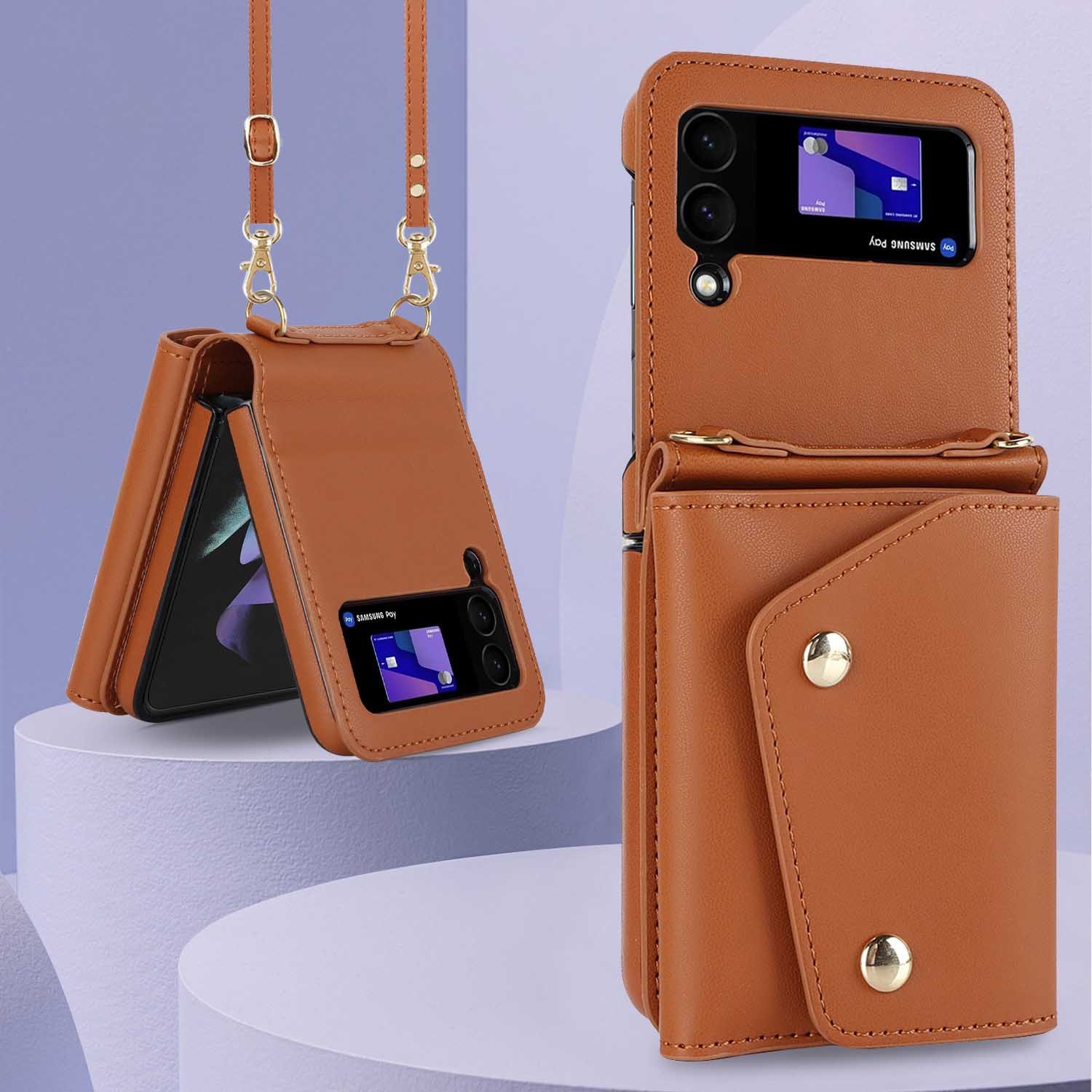 Crossbody Folding Leather Case Multi-card Flip Phone Case - Image 5