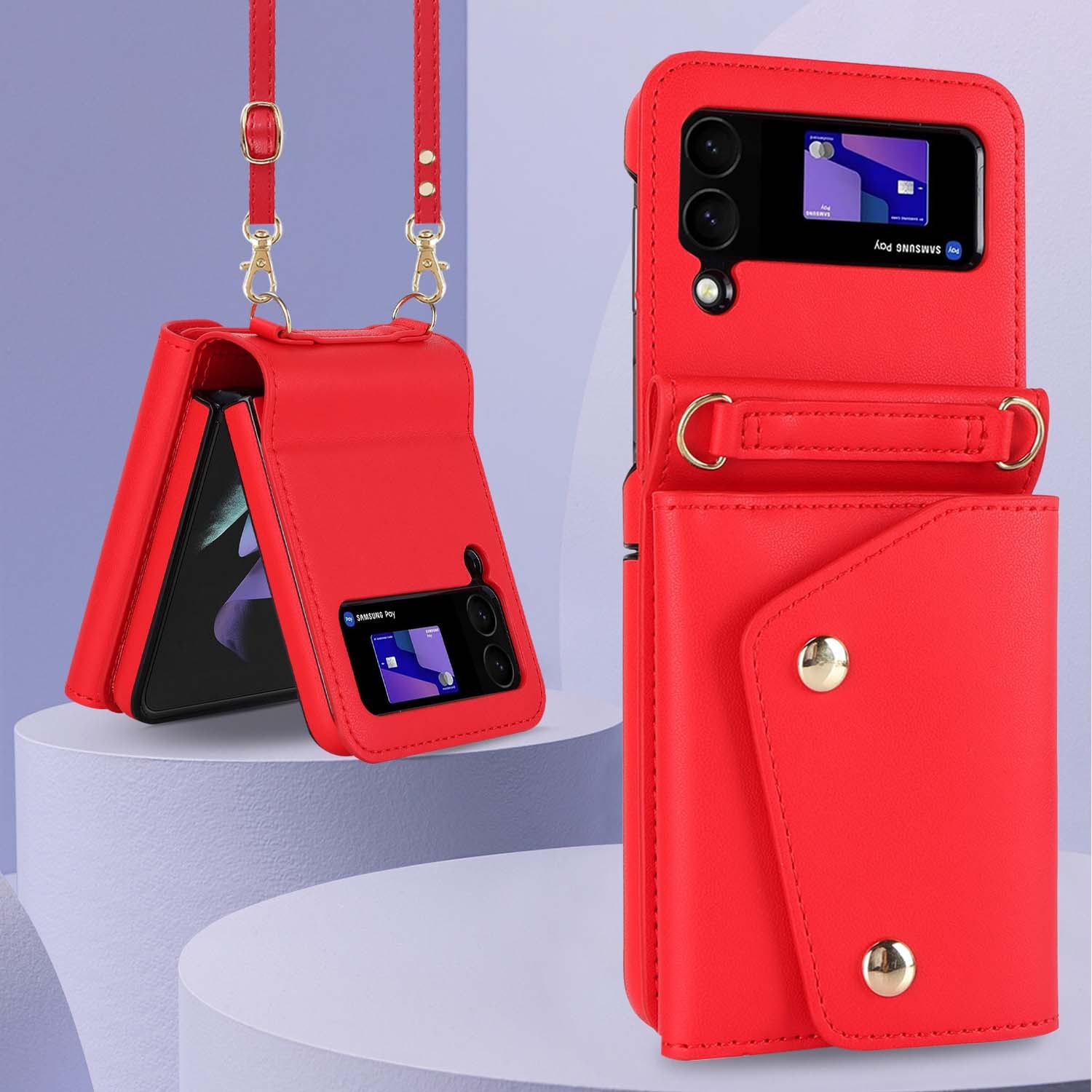 Crossbody Folding Leather Case Multi-card Flip Phone Case - Image 8