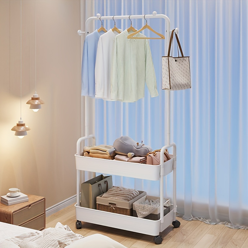 A Multifunctional Metal Storage Rack With A Movable Base, A Freestanding Modern Suit Hanger, A Portable Clothes Rack With Shelves, Suitable For Bedrooms And Home Organization. - Image 7