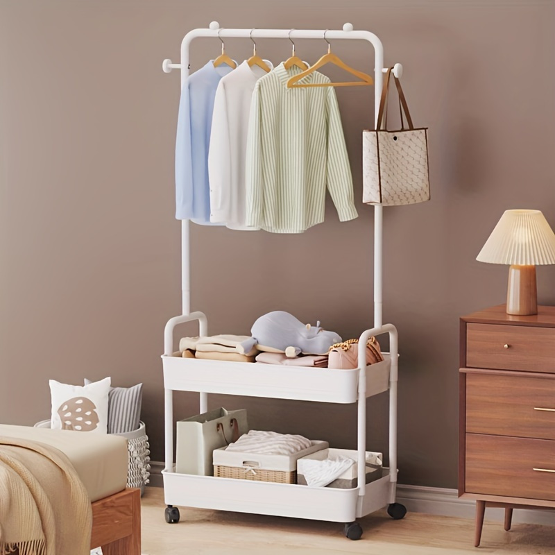 A Multifunctional Metal Storage Rack With A Movable Base, A Freestanding Modern Suit Hanger, A Portable Clothes Rack With Shelves, Suitable For Bedrooms And Home Organization. - Image 5