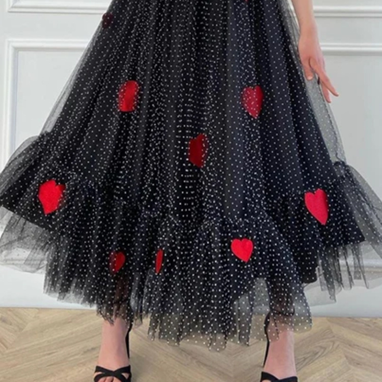 Sling Dress French Swing Skirt Long Skirt Mesh Love - Image 3