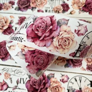Large Flower And Paper Tape Pet Sticker Light Retro
