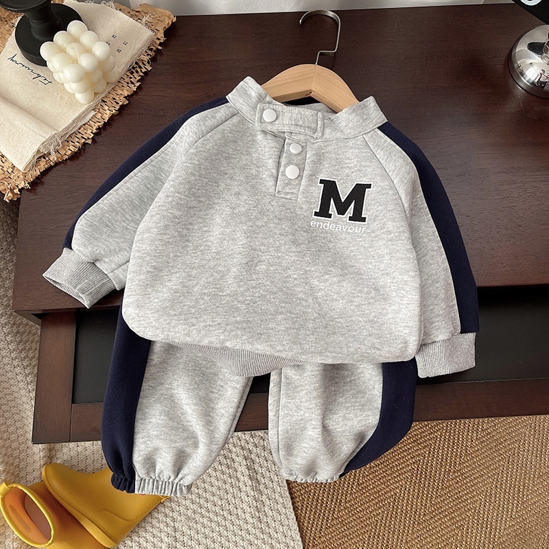 Boys' Color Matching Letters Sweater Suit - Image 2