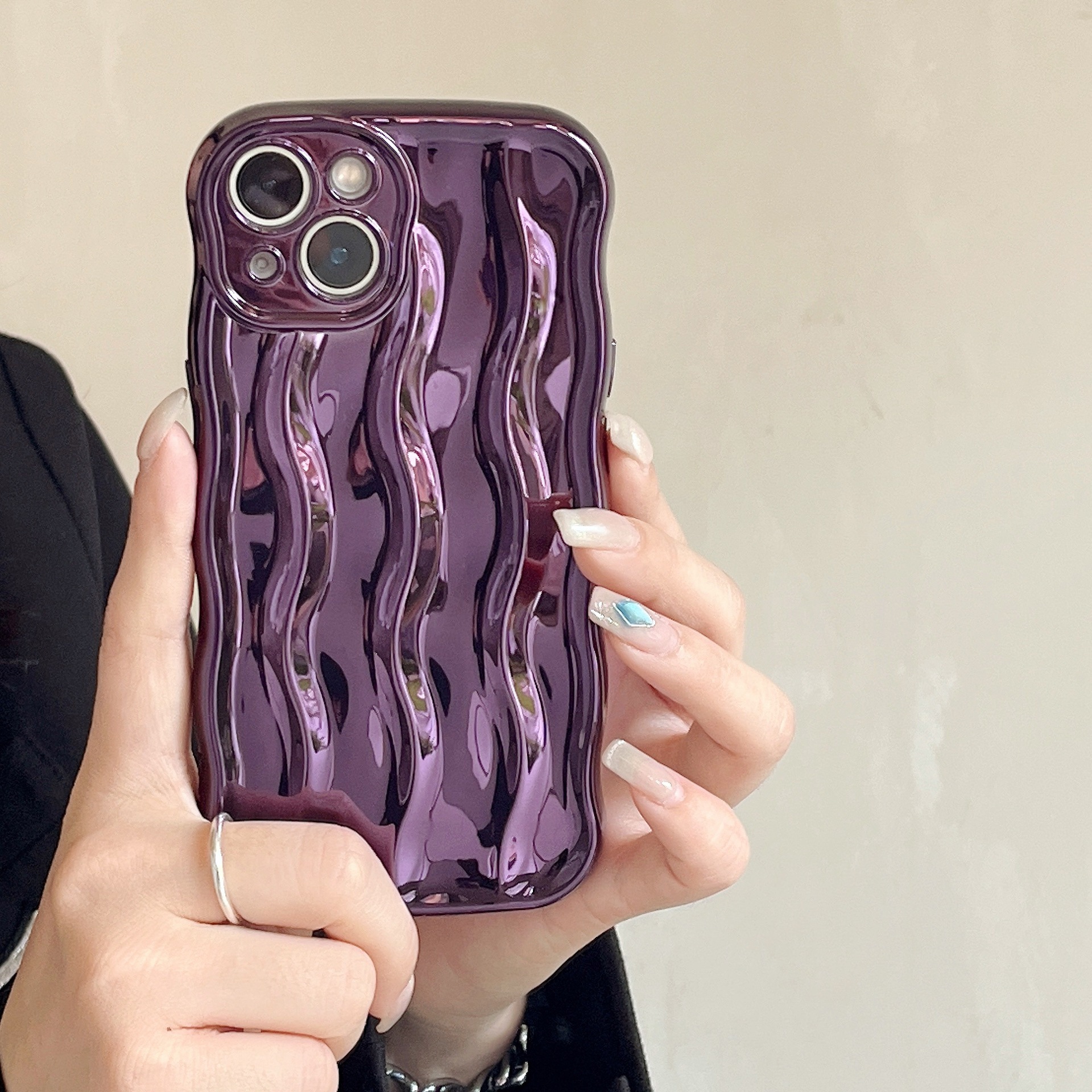 Electroplating Water Ripple Suitable Phone Case Solid Color - Image 6