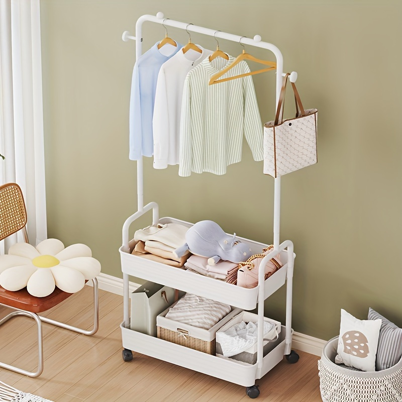 A Multifunctional Metal Storage Rack With A Movable Base, A Freestanding Modern Suit Hanger, A Portable Clothes Rack With Shelves, Suitable For Bedrooms And Home Organization. - Image 6