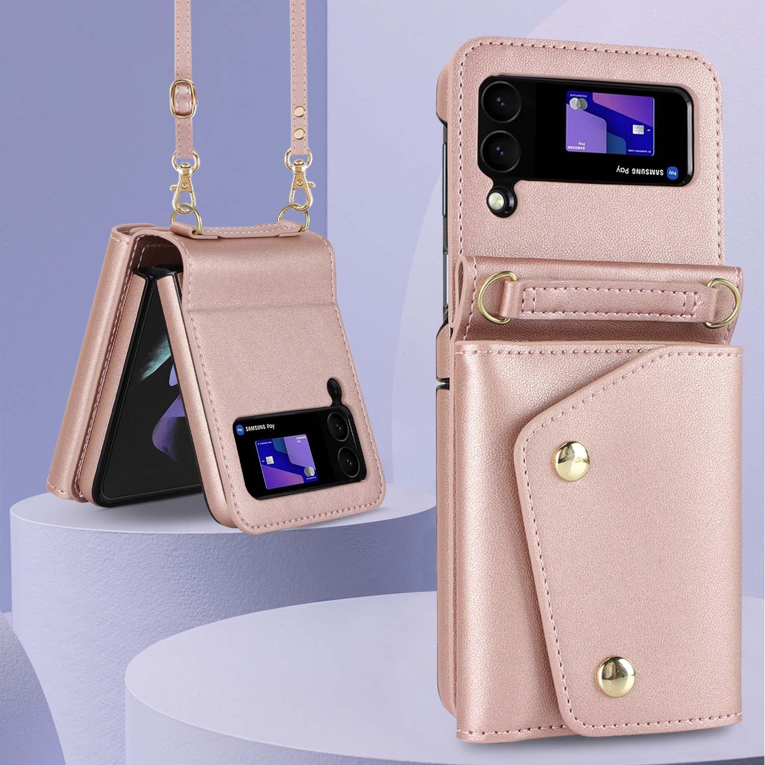 Crossbody Folding Leather Case Multi-card Flip Phone Case - Image 6