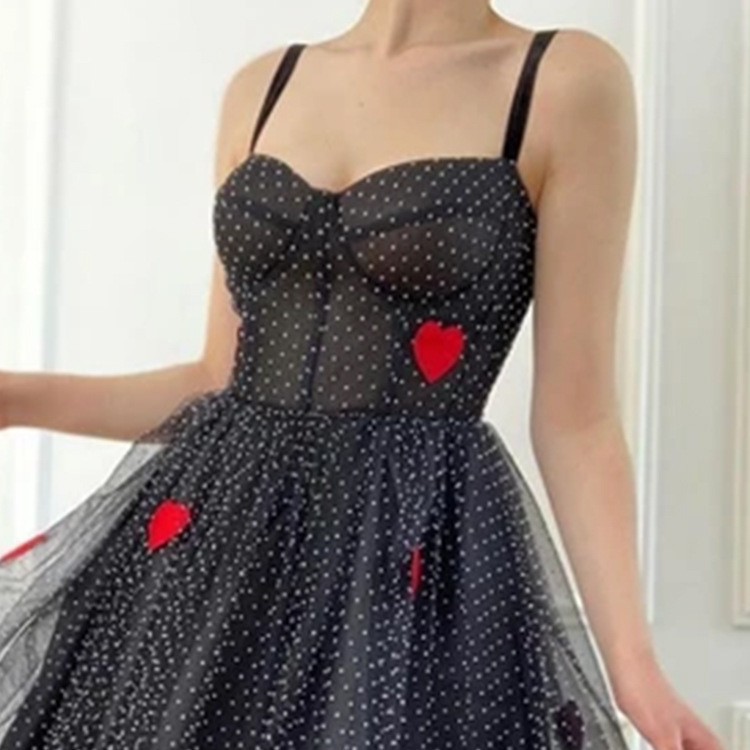 Sling Dress French Swing Skirt Long Skirt Mesh Love - Image 2