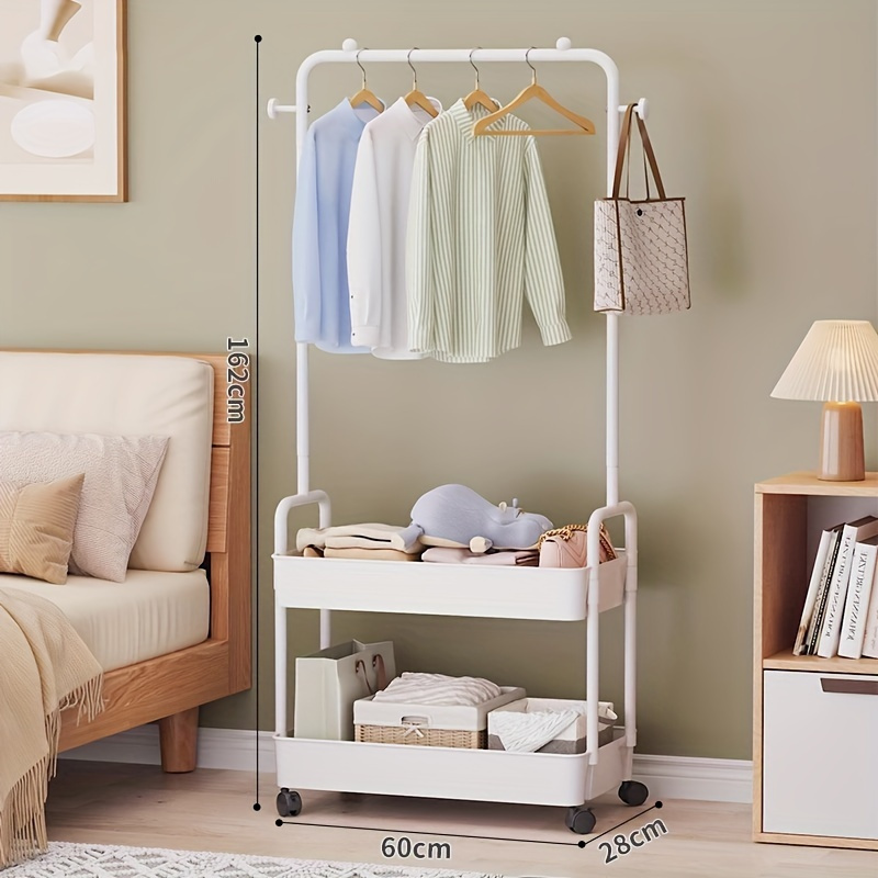 A Multifunctional Metal Storage Rack With A Movable Base, A Freestanding Modern Suit Hanger, A Portable Clothes Rack With Shelves, Suitable For Bedrooms And Home Organization. - Image 10