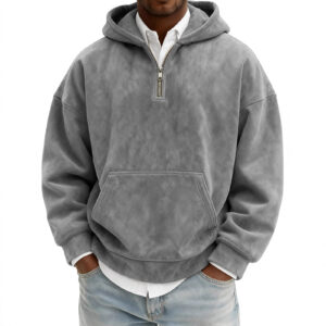 Hoodie Half Zipper Solid Color Loose Sweater