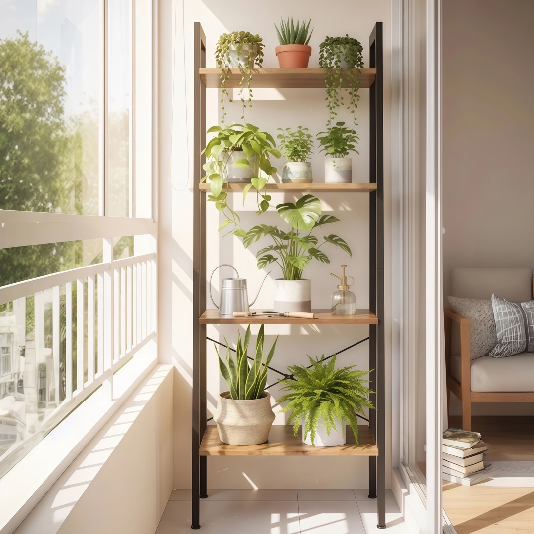 4-Tier Ladder Shelf, Bookcase Storage & Display Shelf - Image 2