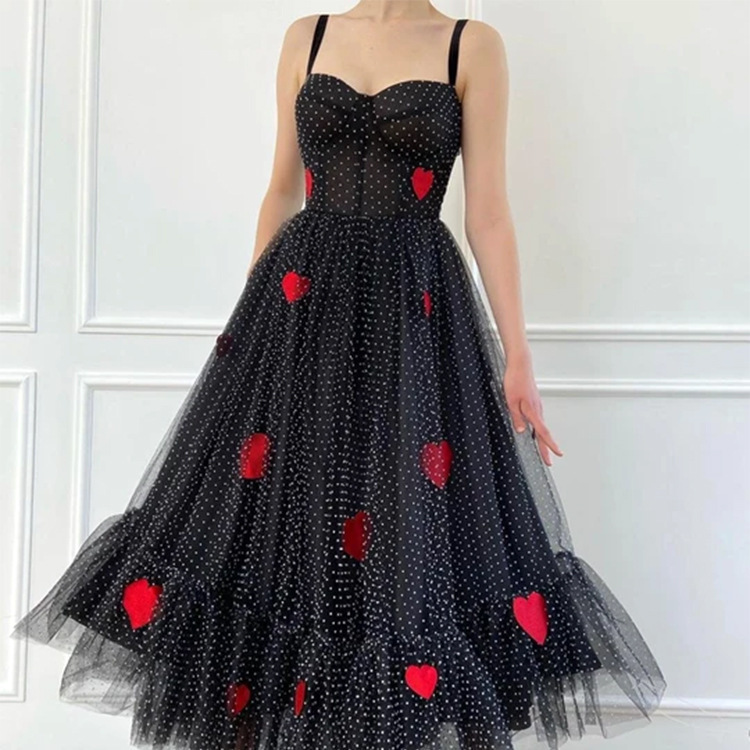 Sling Dress French Swing Skirt Long Skirt Mesh Love - Image 4