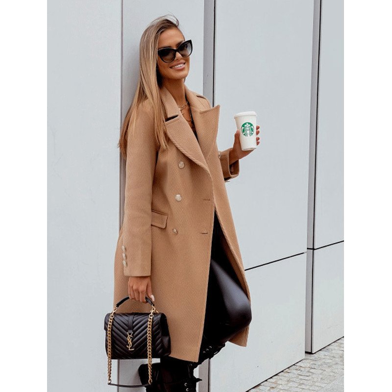 Women's New Double Breasted Mid Length Wool Coat - Image 2