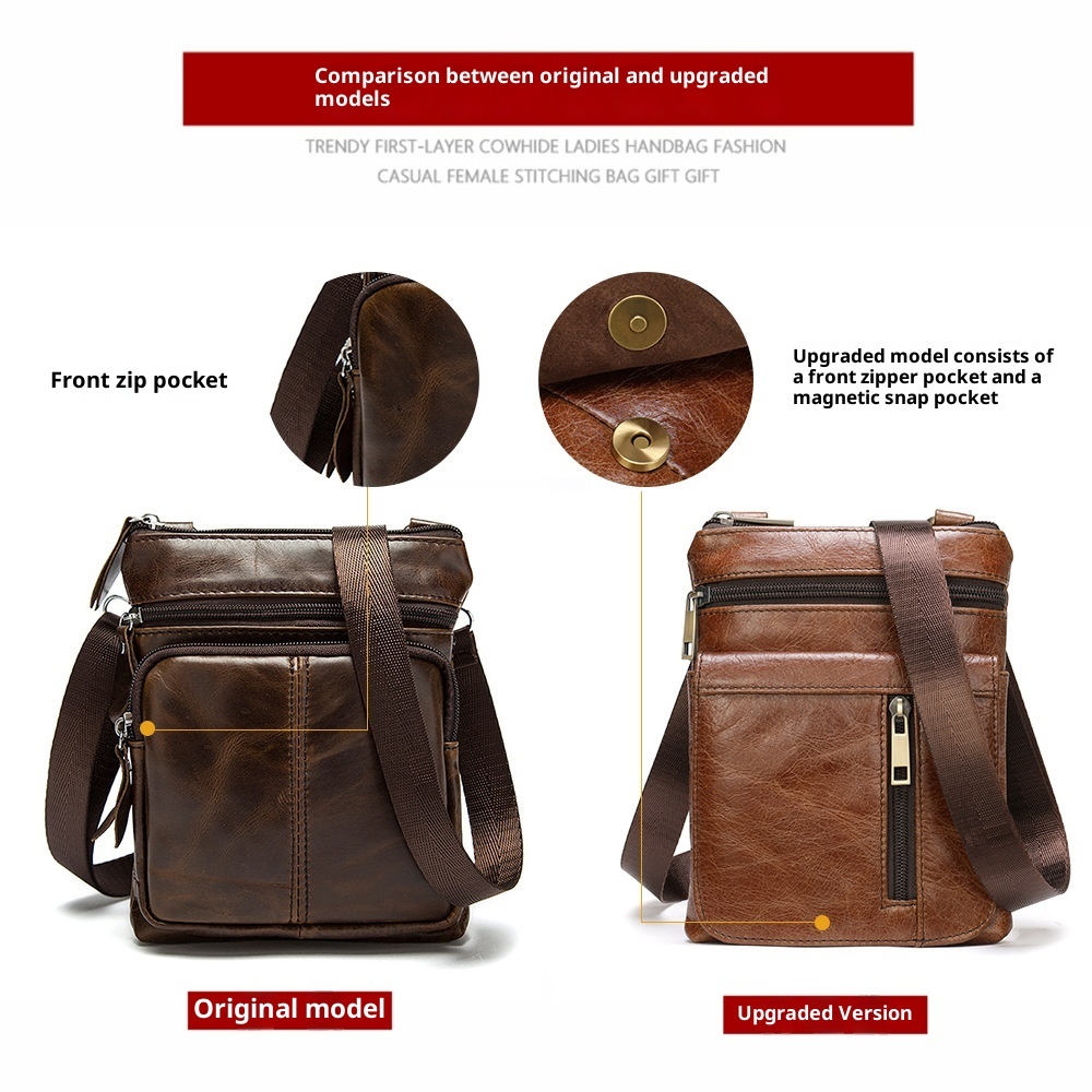 Men's Shoulder Bag Men's Real-leather Bag Casual Pouch - Image 3