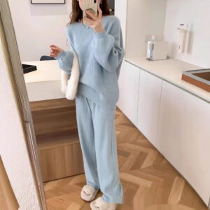 Knitting Suit Women's Round Neck Sweater Skirt Versatile Casual