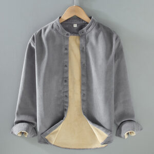 Flannel-lined Thick Warm Corduroy Small Stand-collar Shirt Jacket
