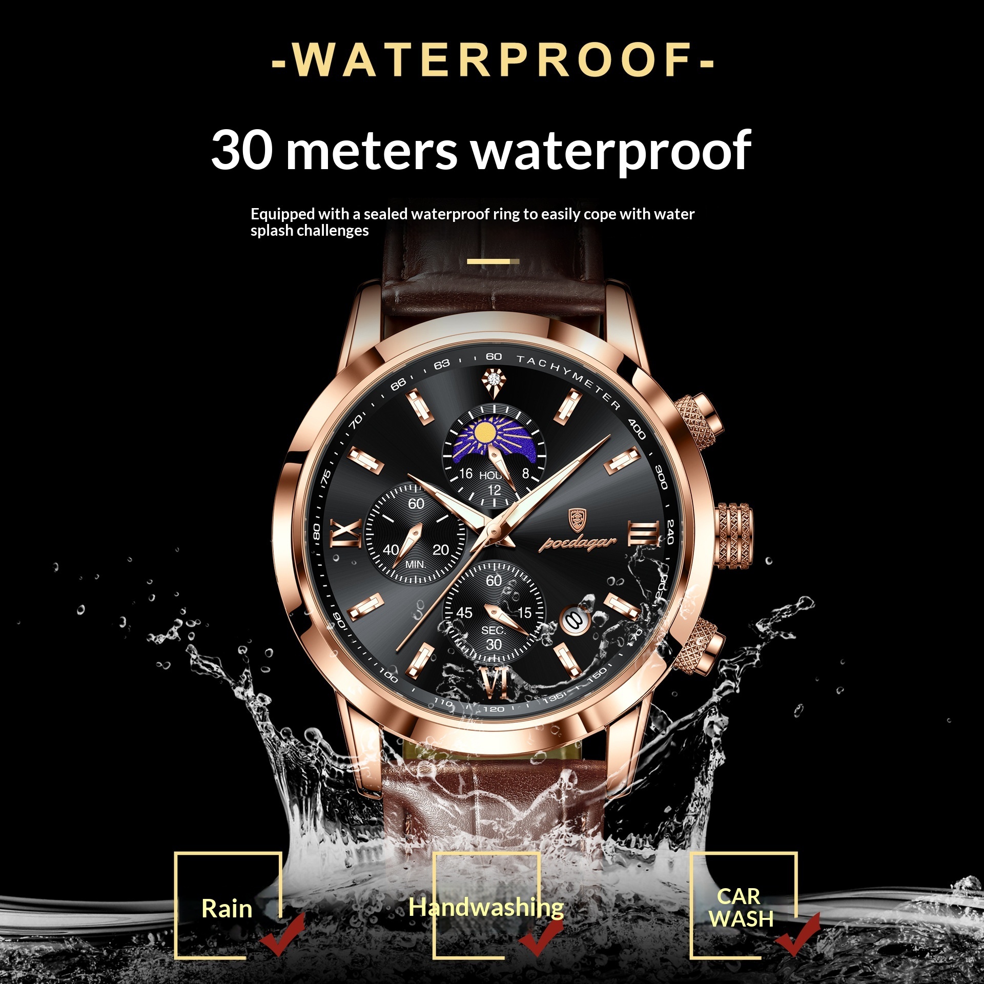 Men's Watch With Moon Phase And Multi-function Chronograph - Image 9
